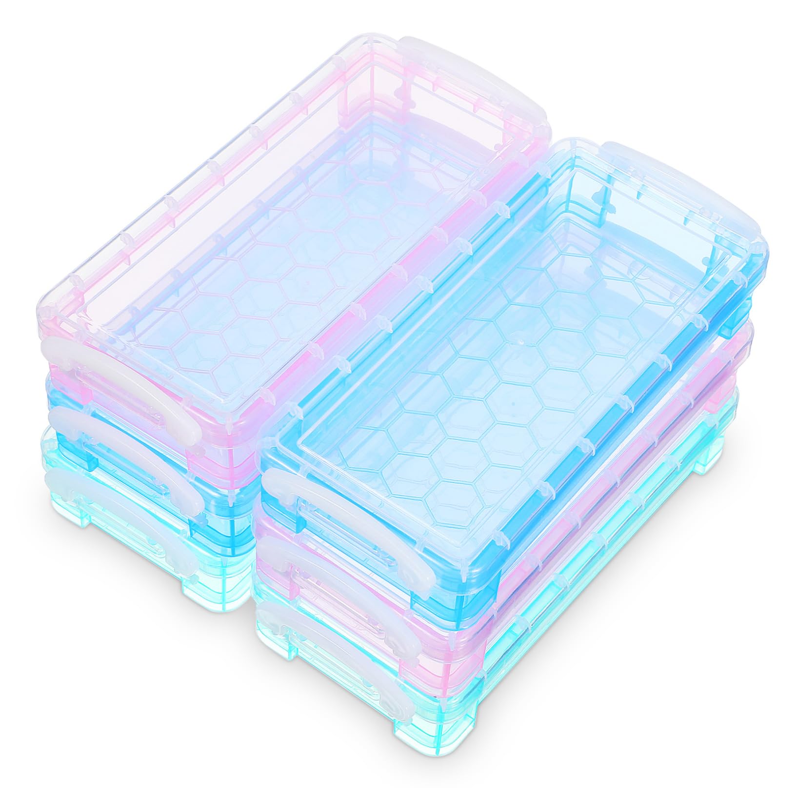 6pezzi Astuccio Trasparente Per Matite e Cancelleria Di Organizzatore Plastica Per Scuola e Ufficio Resistente e Spazioso