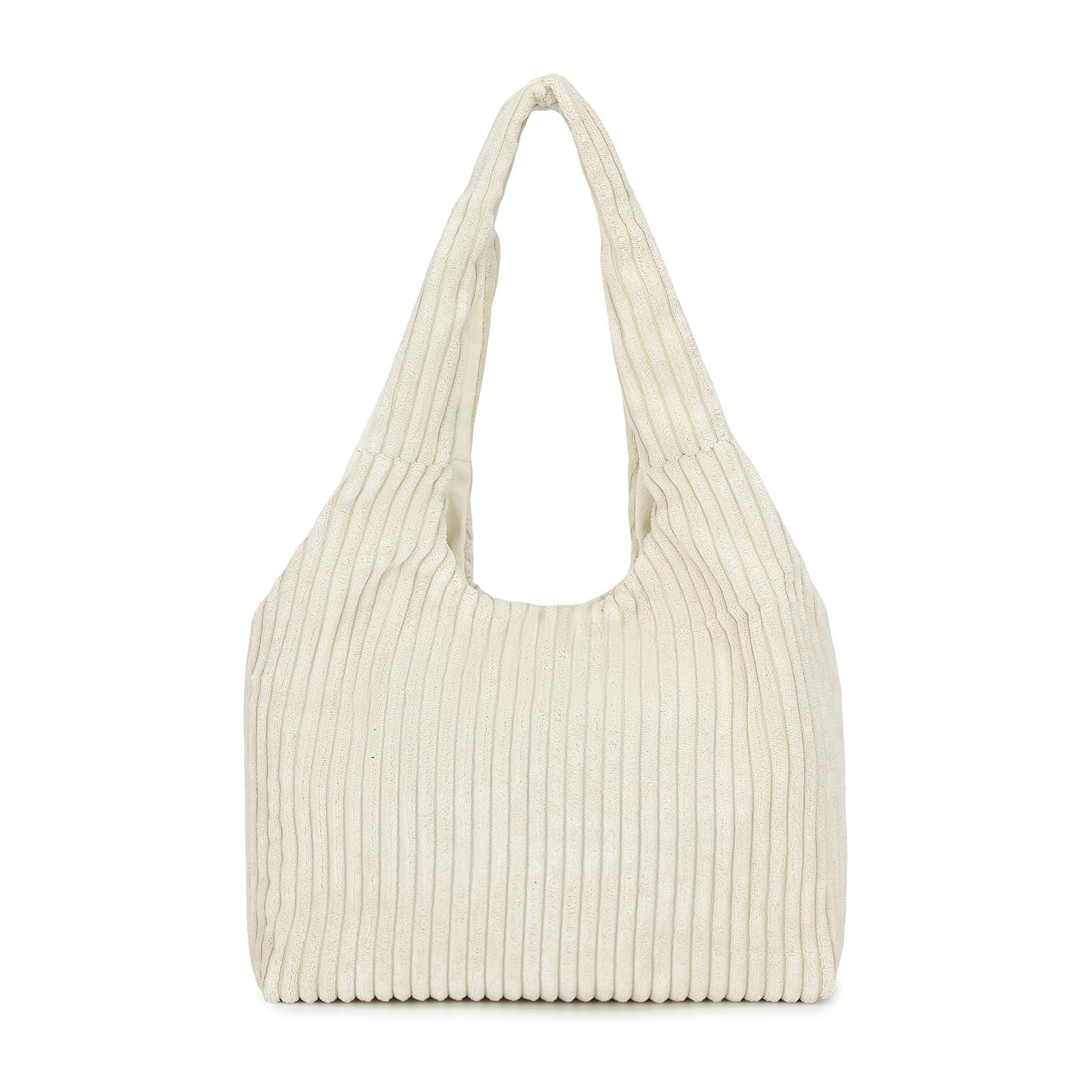 Miss Lulu Women’s Corduroy Shoulder Bag with Zipper - Soft and Fluffy Tote Bag for Shopping, Work, and Travel