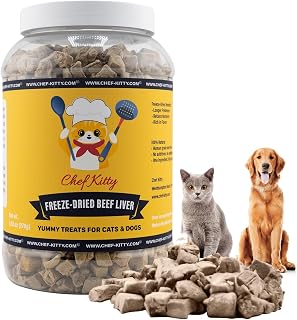 Freeze-Dried Raw Single Ingredient Dog Treats, Beef Liver, High Protein, Health Training Treats or Meal Topper for All Dogs, Grain-Free Inspected & Tested in USA 9.5oz