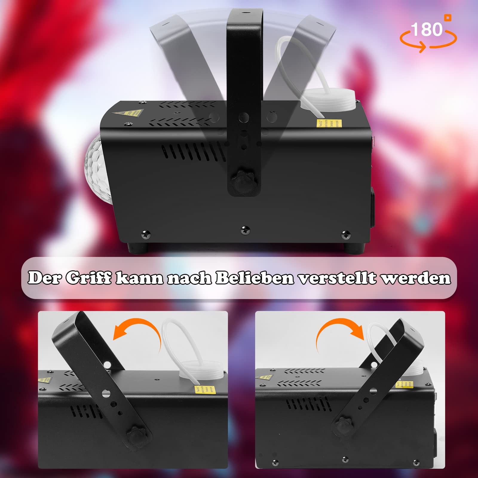800W Nebelmaschine mit Discokugel, 3 LED RGB Effekt Licht Smoke Machine,Mini Fog Rauchmaschine mit kabelgebundenen und Funkfernbedienungen für DJ Disco Party,Halloween,Hochzeiten Weihnachten