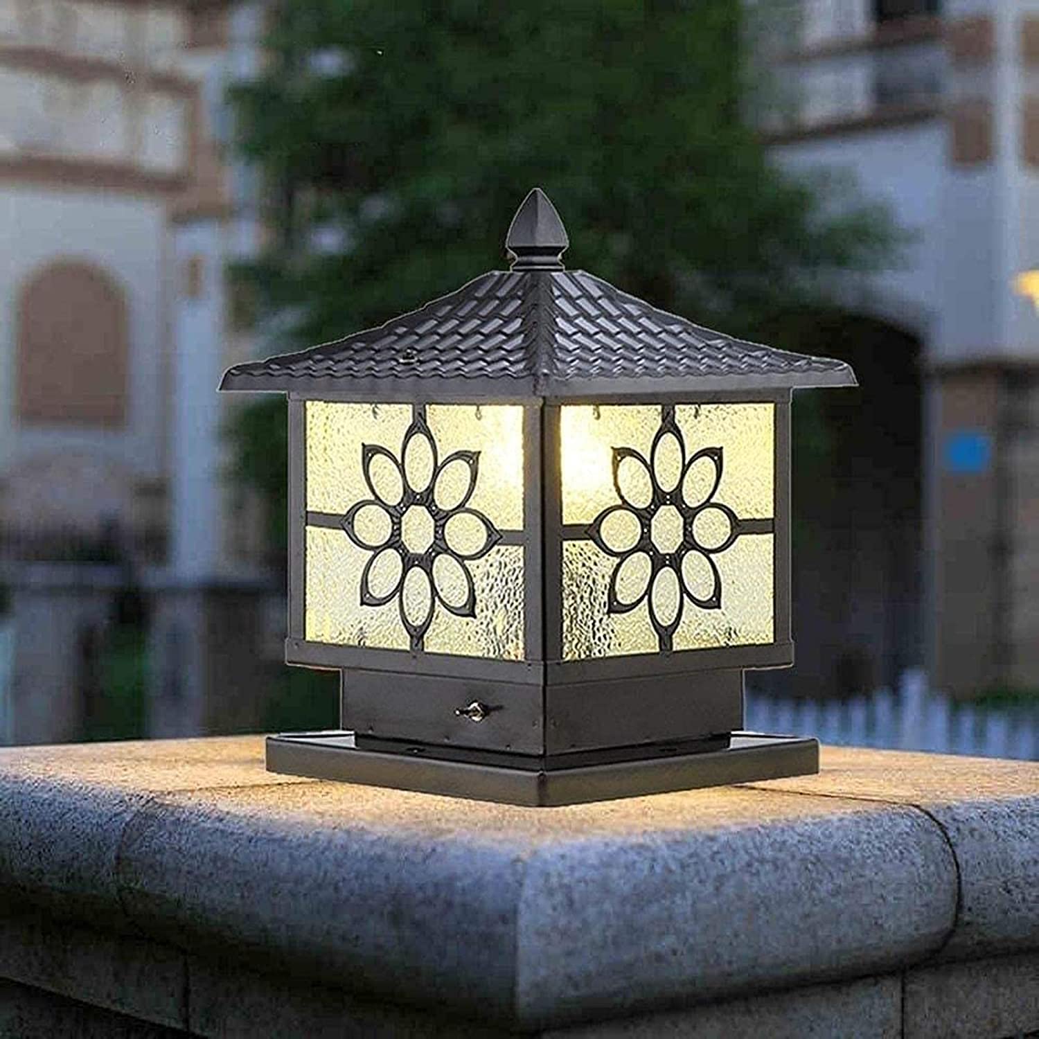 Simple y Cool Lámpara de pared Lámparas de Camino Puerta Poste Columna Lampsof Exterior E27 Pedestal Luz Rectangular Pilar Lámpara Jardín Lámpara Patio Vidrio Luces de Calle o Valla Poolsi