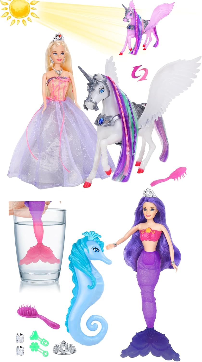 BETTINA Color Change Mermaid Doll & Color Changing Unicorn