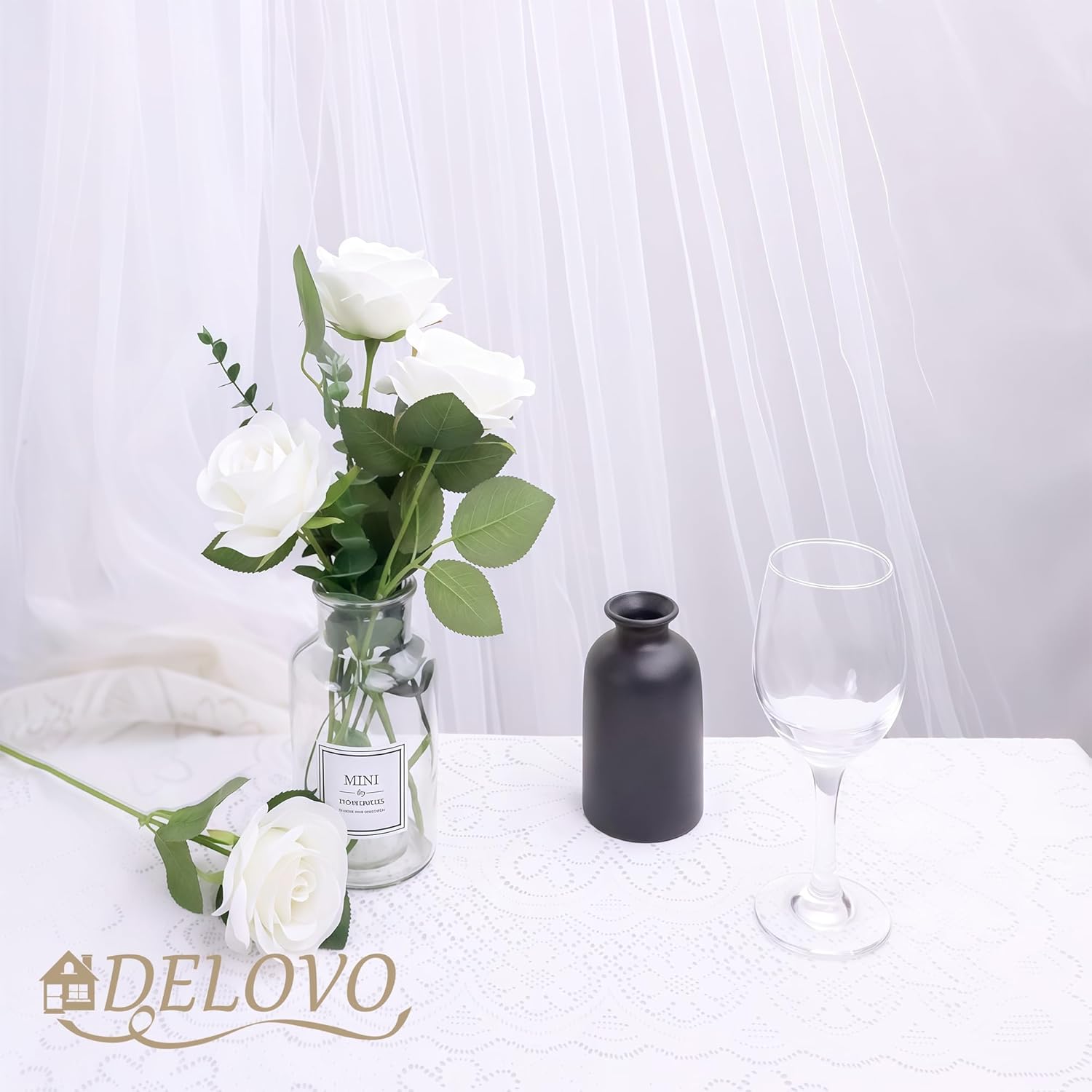 52pcs Ivory Roses Artificial Flowers Ivory White Roses Fake Flowers Silk Roses with Stems for DIY Wedding Bouquets Bridal Shower Centerpieces Arrangements Party Decorations