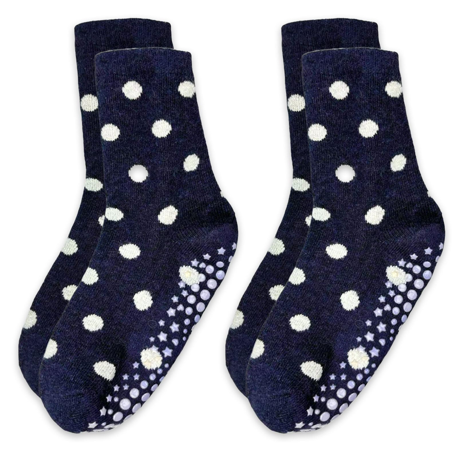 Cute Polka Dot Yoga Socks for Women – 3 Pairs Non Slip Grip Pilates Barre Socks, Cozy Crew Style, US Size 5-9