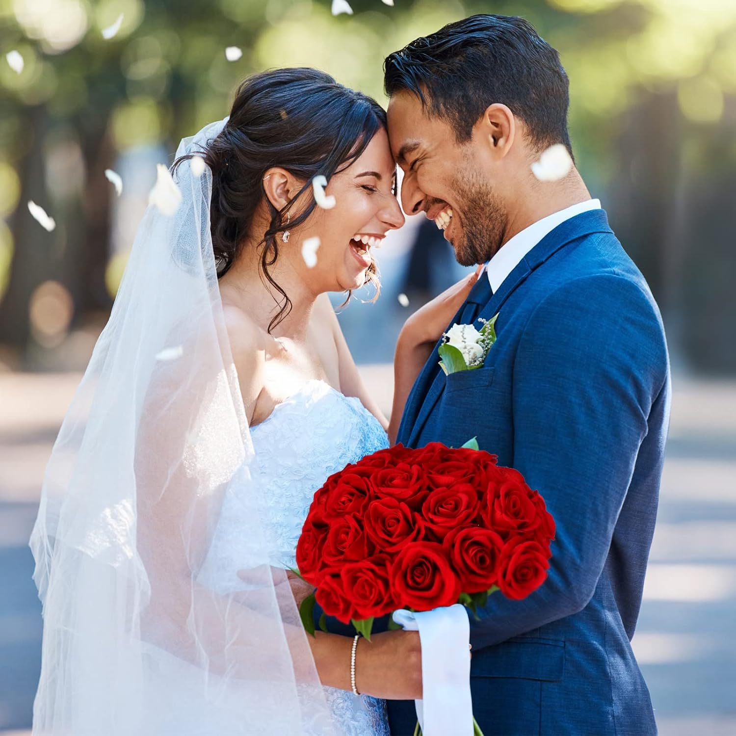 Hoteam 60 Pcs Giant Velvet Roses Artificial Flowers Heavy Velvet Rose Fake Flowers Bulk Artificial Roses Bouquet with Long Stems for Wedding Party Office Centerpiece Arrangement (Red)