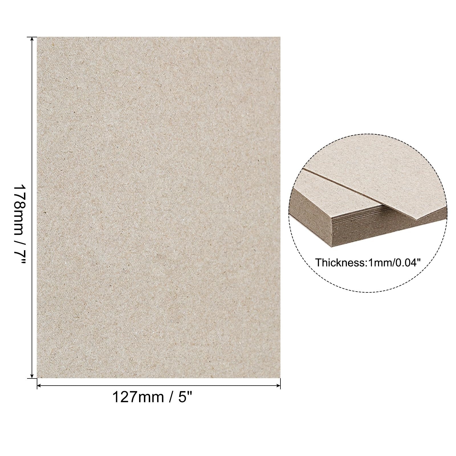 PATIKIL 7x5x0.04" Chipboard Sheets, 20Pcs Thick Book Board Binders Board Sturdy Bookbinding Supplies for Book Binding Cover Gray - Image 2