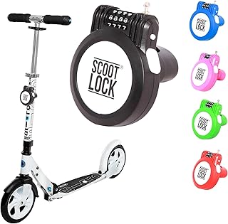 SCOOT LOCK® Portable Combination Scooter Lock New Reinforced Scooter Lock Steel Wire Chain Cable Micro Trunki Birdie Ozbozz EVO for Kids Children and Adults (Black)