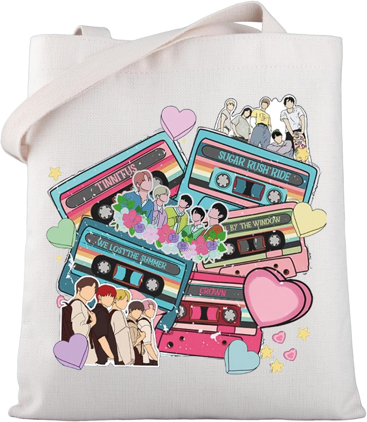 WSNANG Korean Group Canvas Tote Bag Korean Music Fans Gift Music Lover Gift Korean Group Merchandise