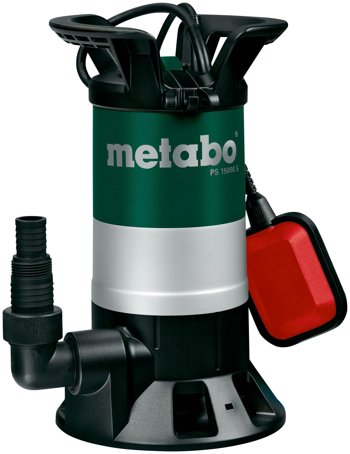 Metabo Schmutzwasser-Tauchpumpe PS 15000 S – 0251500000 – Nennaufnahmeleistung 850 W – Max. Fördermenge 15000 l/h und max. Förderhöhe 9,5 m – Max. Eintauchtiefe: 5 m – 257 x 200 x 345 mm