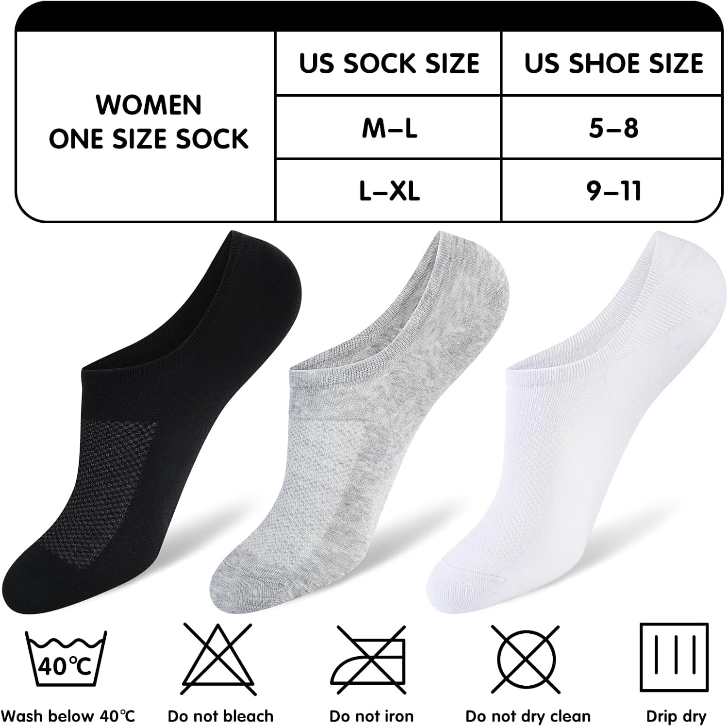8 Pairs Womens 100% Cotton Non Slip No Show Socks, Low Cut Casual Invisible Liner Socks. - Image 3