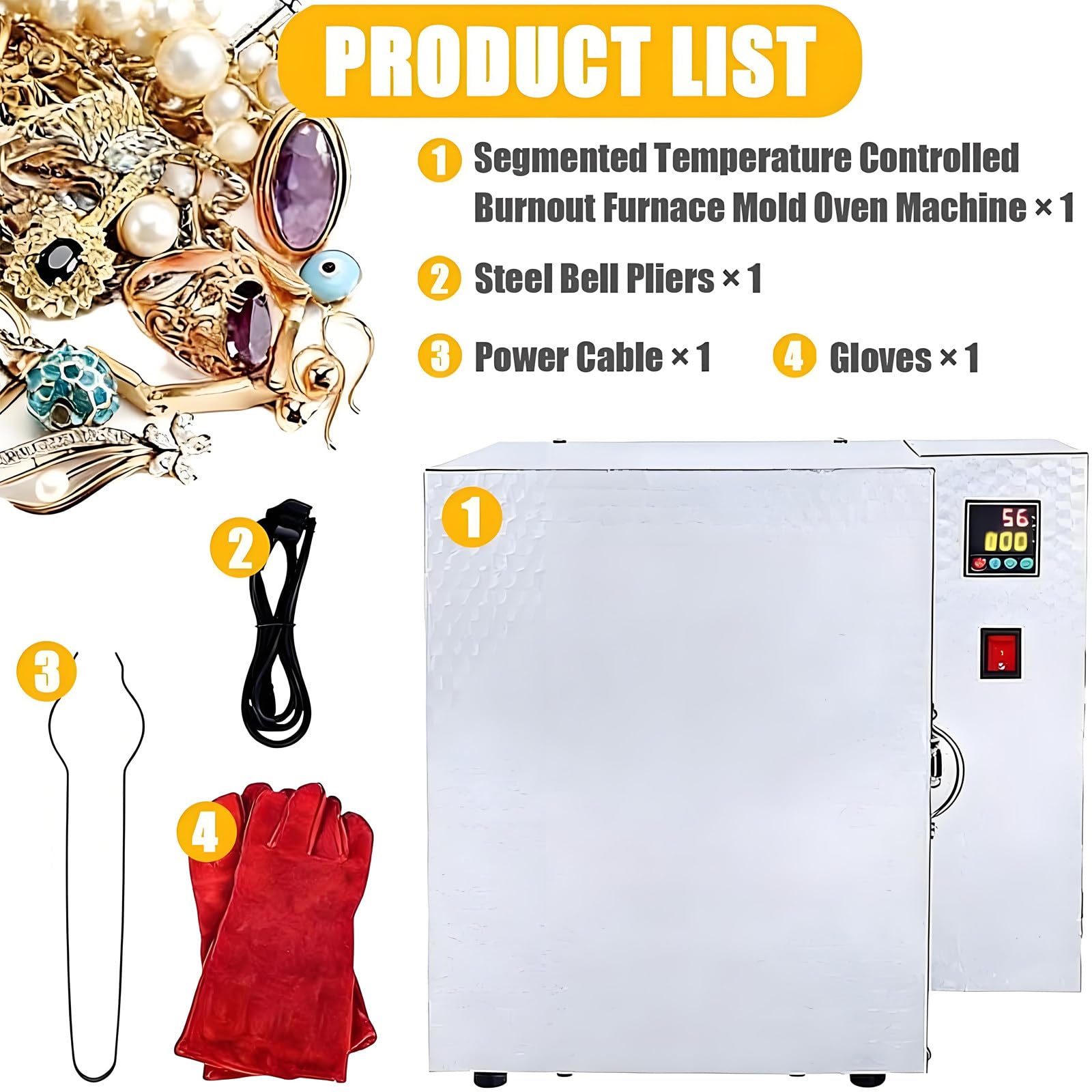 Horno Eléctrico para Cerámica Casera de 1500W, Horno Mufla para Fundición de Metales 800℃, Horno de Tratamiento Térmico con Controlador para Fabricación de Joyas, Esmaltado, Arcilla, Cerámica DIY