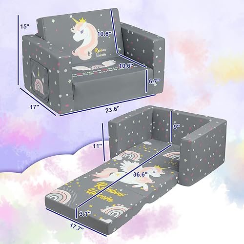 Miniatura 12 de ALIMORDEN Cómodo sofá 2 en 1 para niños, precioso sofá convertible para tumbona para cuentos/siesta, dinosaurios verdes geniales