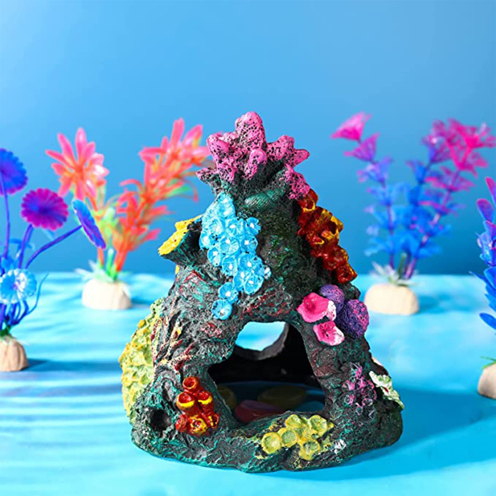 Artificiali Pietre sospese, Pietra di Corallo con Piante, Pesci Dacquario Ornamento per Acquari Fish Tank Landscape