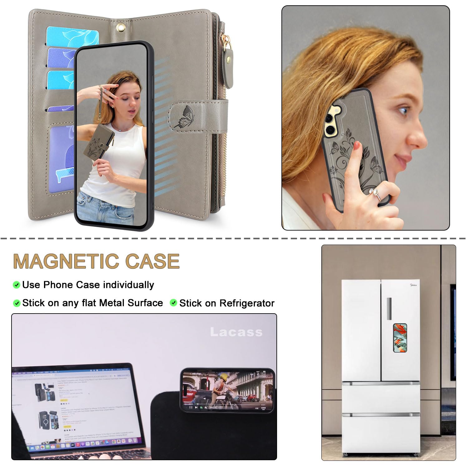 UEEBAI Wallet Case For Samsung Galaxy S21 5G, PU Leather Phone Case