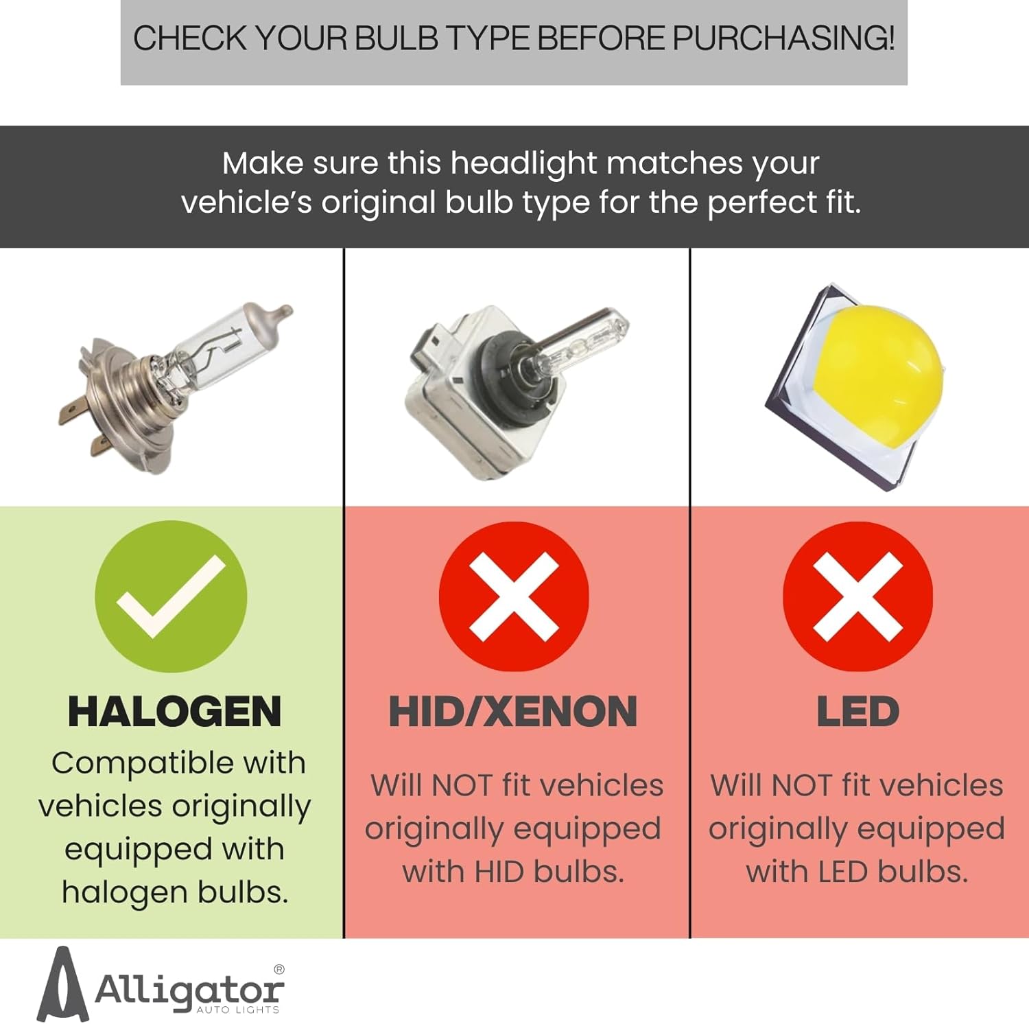 ALLIGATOR AUTO LIGHTS Headlight Assembly Compatible With Hyundai Sonata 2015 2016 2017 Halogen Headlamp Replacement, Bulbs Included - Left/Driver Side, ONLY Fits Factory Halogen Models