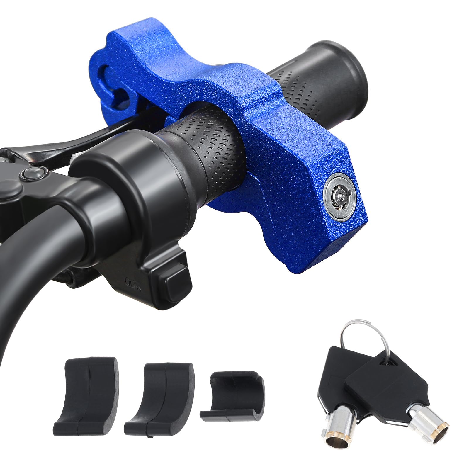 Windance Motorcycle Anti Theft Lock,Heavy Duty Front Brake Lock,Throttle Grip Clutch Brake Lever Handlebar Protection (Blue, L)