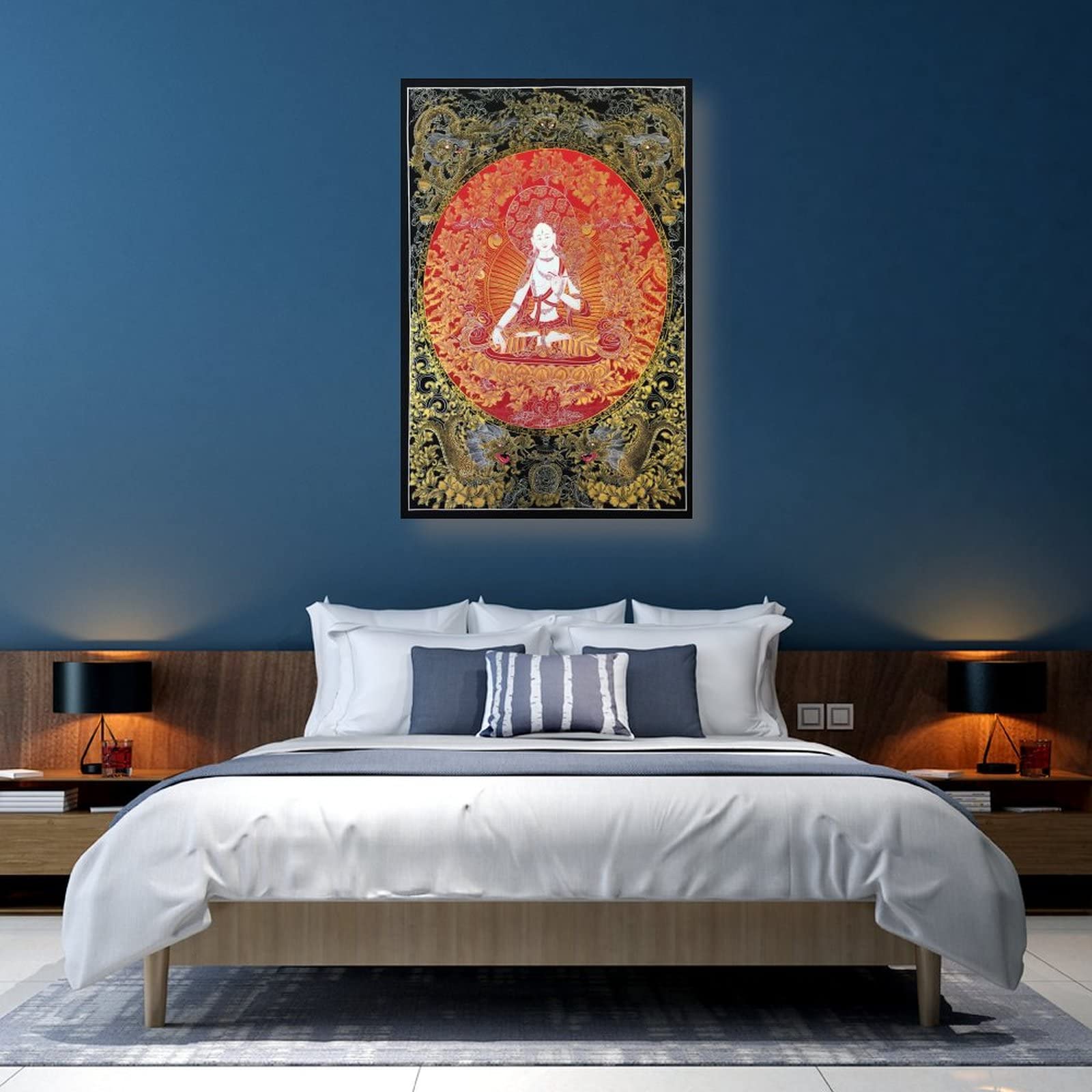 Poster da parete con Buddha Bodhisattva con drago, buddismo, religione, meditazione, decorazione per la casa, poster su tela, 60 x 90 cm