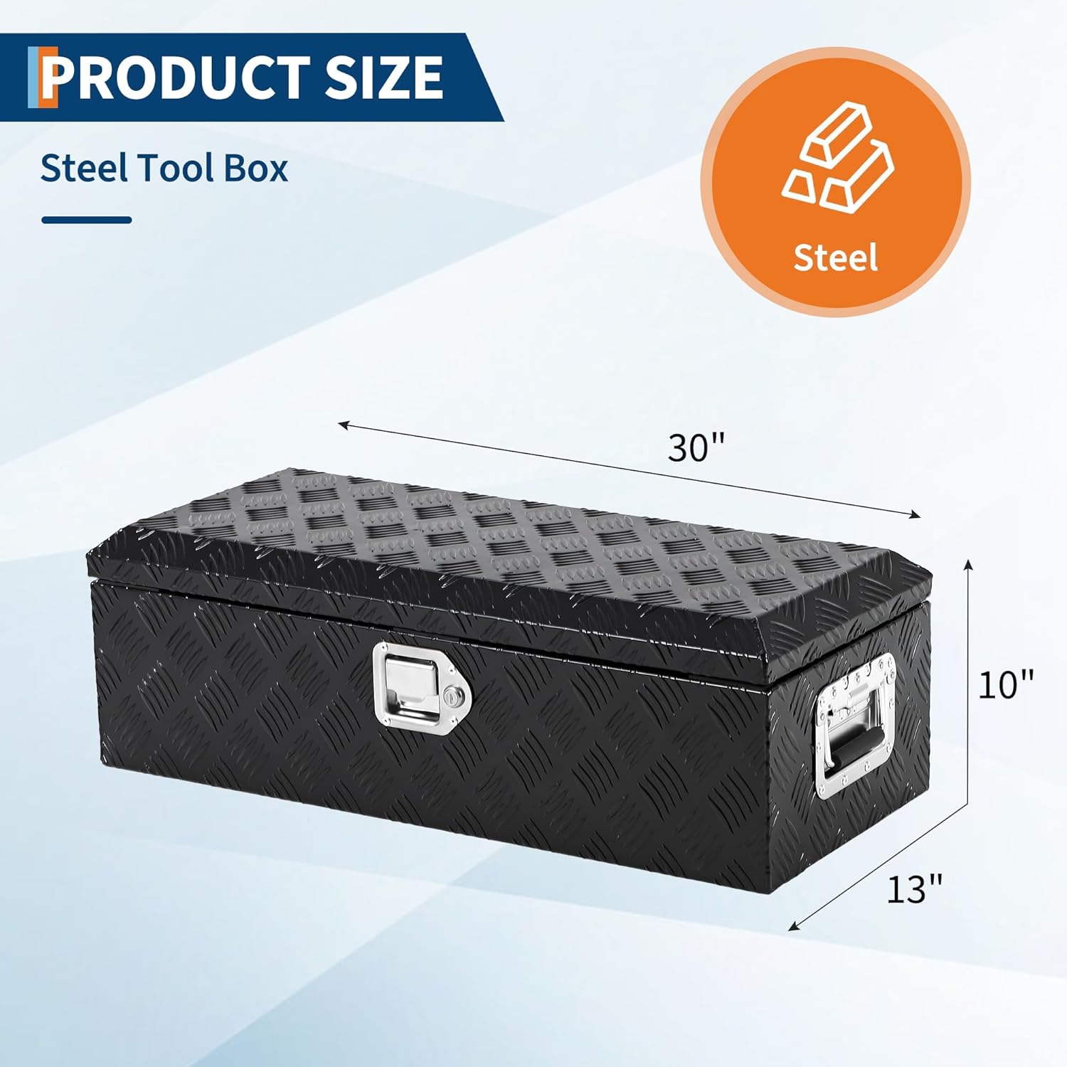 OUTLANE 30 Inch Truck Bed Tool Box, Heavy Duty Aluminum Diamond Plate Storage Chest, Waterproof Lockable Tool Box for Trucks, Trailers, RVs, Garage and Warehouse Storage