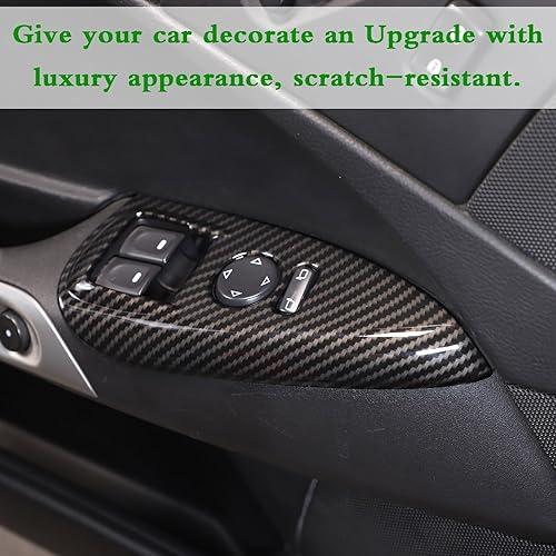 Miniatura 7 de LLKUANG Cubierta de panel de botón de elevación de vidrio para ventana de automóvil, compatible con Chevrolet Corvette C6 2005-2013, accesorios