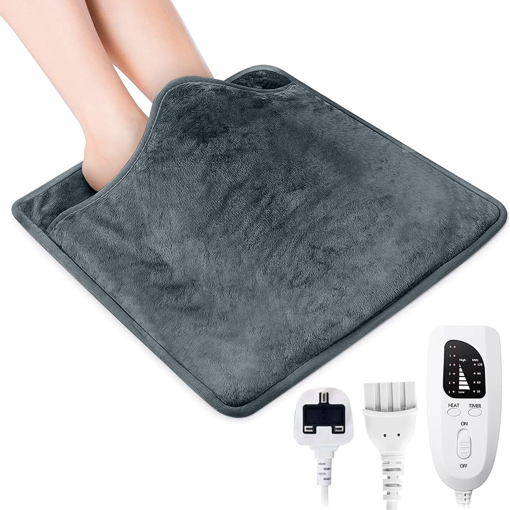 Fußwärmer, Fusswärmer Elektrisch mit 6 Temperaturstufen 4 Zeiteinstellungen, Waschbar Fuss Wärmer, Elektrischer Fußsack für Fuß, Rücken und Ganzkörper für Winter Heim, Bürogebrauch(Dunkelgrau)