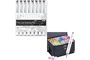 OHUHU Markers 320 Colors Fineliner Pens with 8 Sizes