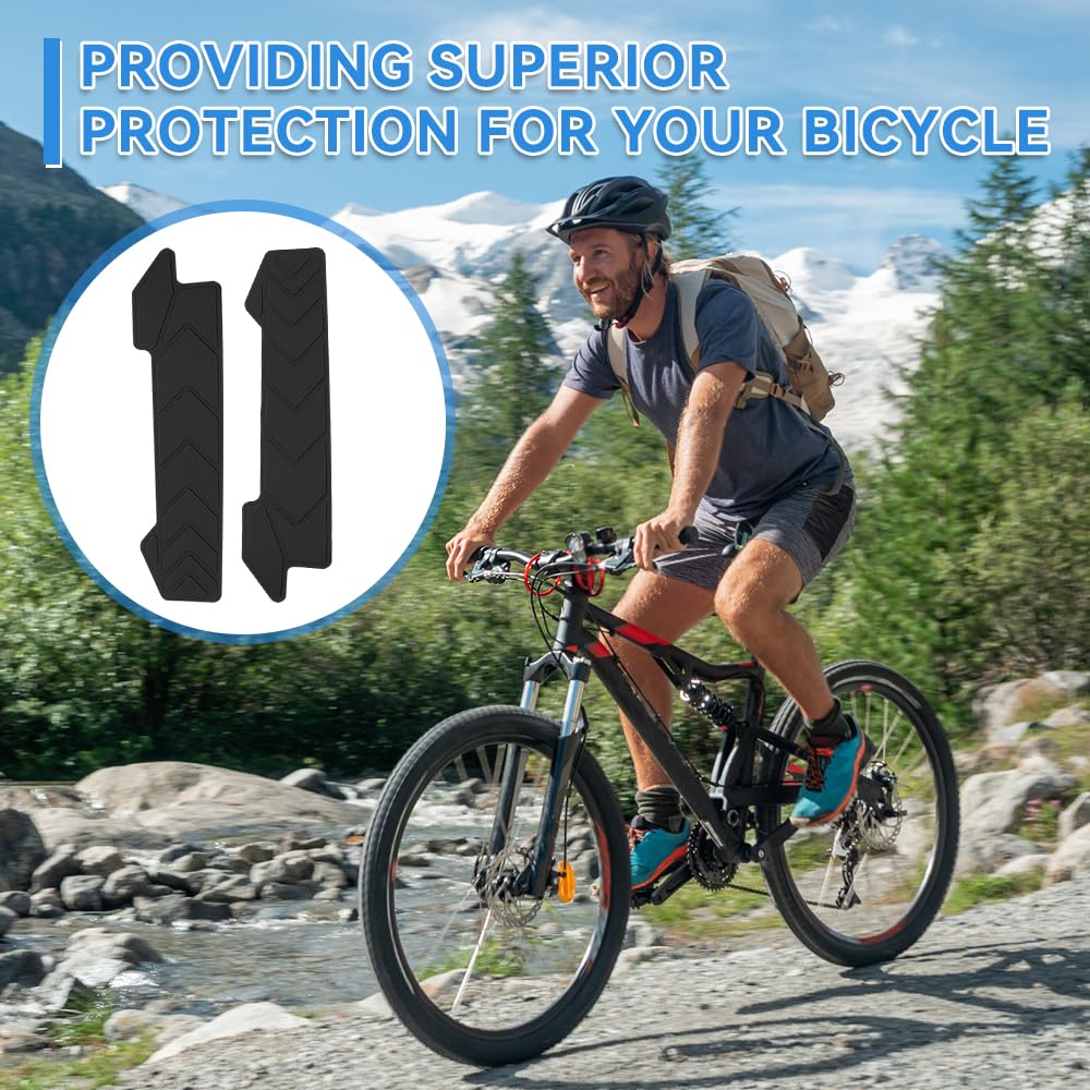 2 Pcs Protection de Chaîne Vélo en Silicone, Protège Cadre Chaîne VTT Anti-Rayures, Protecteur de Chaînes de Vélos, Protection de Chaînes VTT Auto-Adhésif, pour Prévenir Les Dommages, Noir