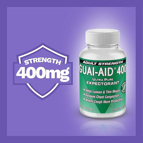 Miniatura 4 de 400 400 mg, guaifenesina de alivio de moco de acción rápida sin colorantes (botella de 400 cápsulas)