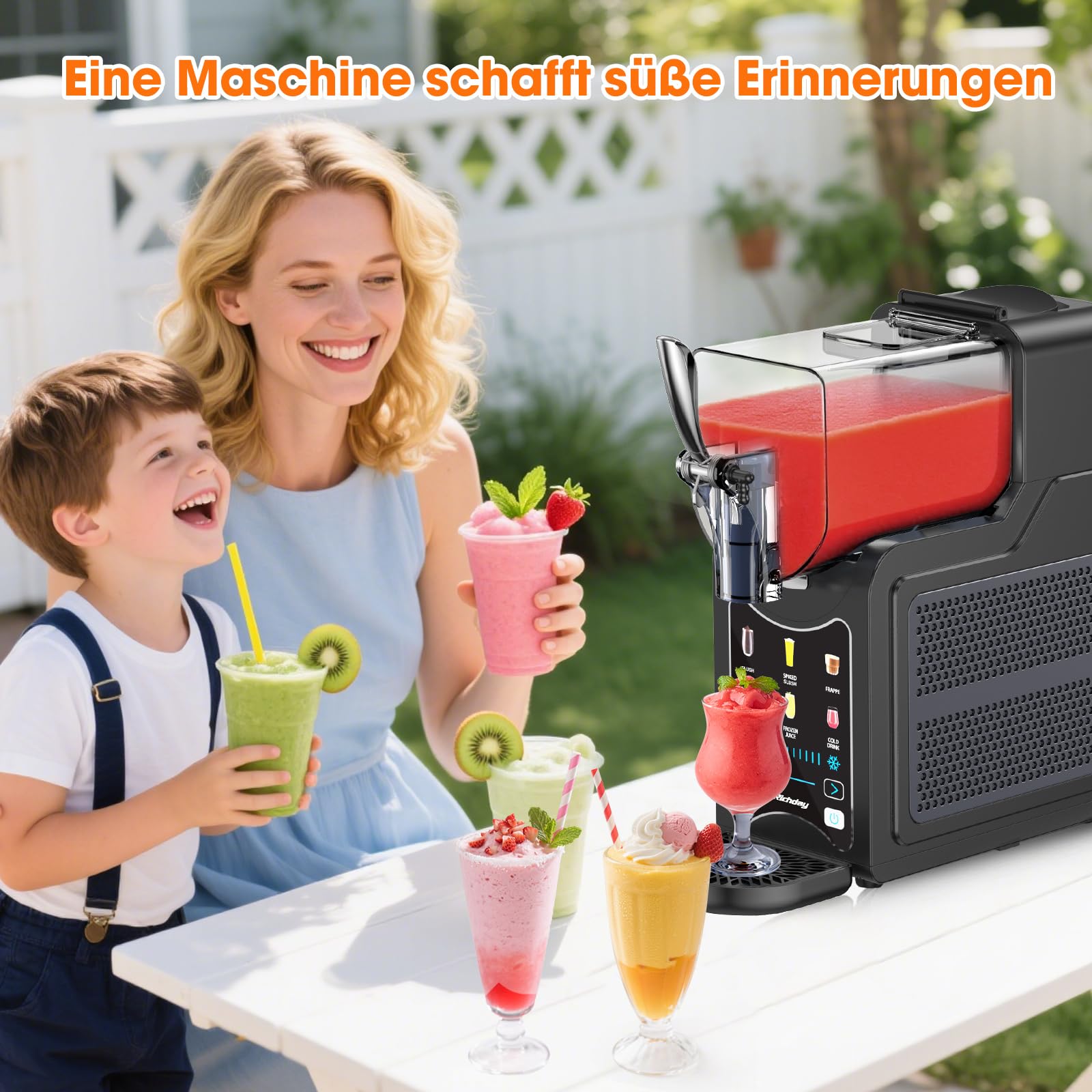Richday Slush - Macchina per gelato, capacità 2 l, display LED, tecnologia WhisperChill, 6 programmi, per frappé, margarita, gelato morbido