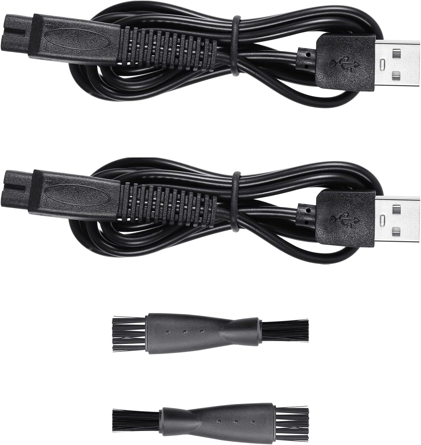 SMAYS Charger Cord Replacement for Hatteker/Micro Touch Solo/Pitbull/Palm Shaver Trimmer, with Brush (2-Pack)