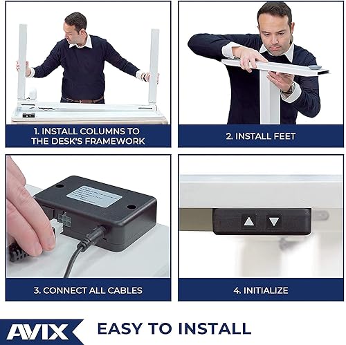 Miniatura 6 de Escritorio eléctrico de pie de pieza completa, escritorio ajustable de altura de 48 x 24 pulgadas, escritorio de pie para sentarse y oficina, color