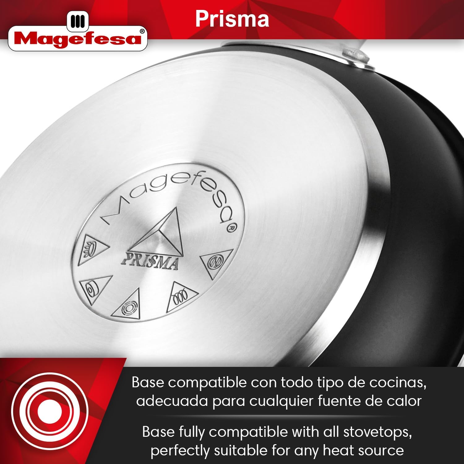 Magefesa Prisma Frying Pan Set, 7.9" & 11", 18/10 Stainless Steel, Triple-Layer Nonstick, Works on All Stovetops Including Induction, Oven Safe to 392°F, Dishwasher Safe, Durable Cooking Skillets