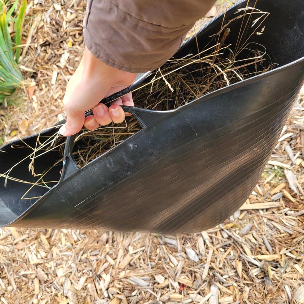 Capazo con Asa Reforzada (Negro, 42l) - Flexible y Resistente, Uso agrícola, jardín, Obras, Limpieza, construcción, lavandería, hogar...