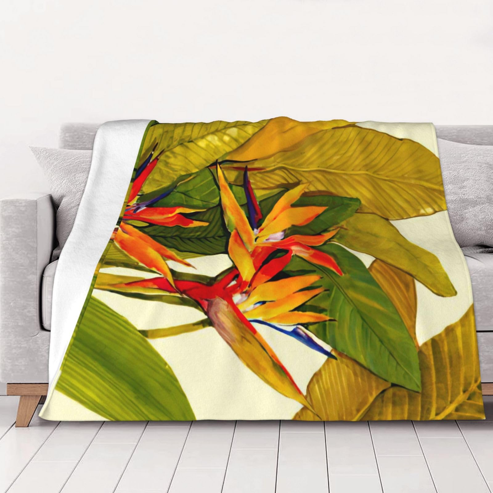 Couverture en flanelle douce imprimé tropical pour vos soirées sur le canapé