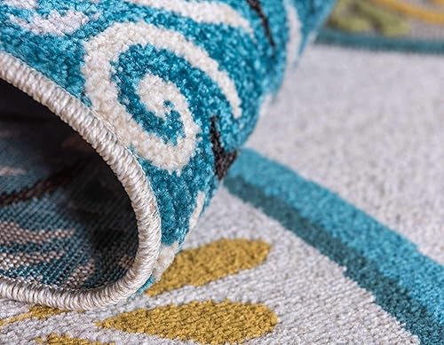 Miniatura 6 de Unique Loom - Colección moderna para exteriores, tapete (2 pies x 6 pies y 1 pulgada, rectangular, cremanegro)