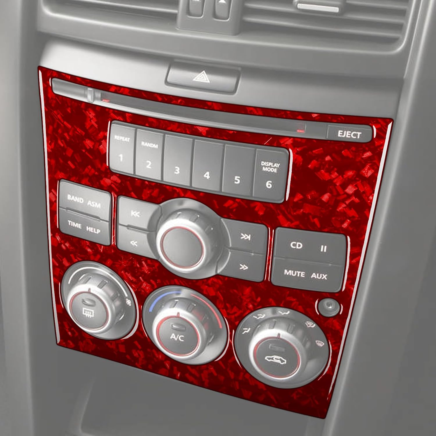 Car A/C CD Panel Sticker Center Console Trim Red Real Forged Carbon Fiber Interior Decor Compatible with Pontiac G8 2008 2009/Holden Commodore 2006 2007 2008 2009 2010 Accessories Decal