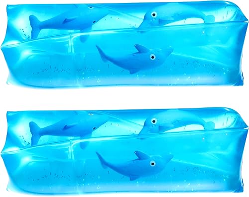 Bedwina Juguete de delfín para agitar, paquete de 2 juguetes sensoriales de serpiente de agua de 4.75 pulgadas y tubo de agua resbaladizo para