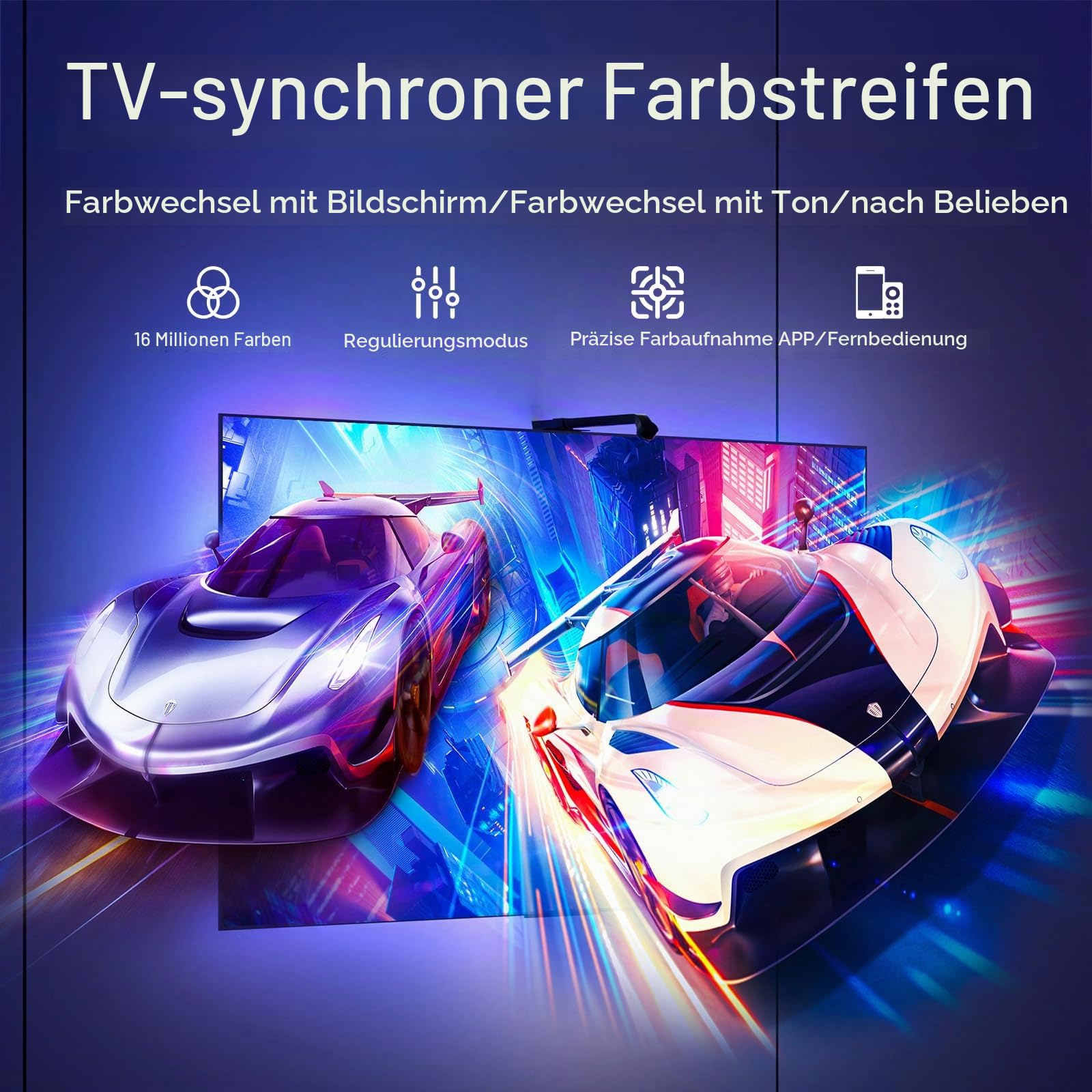 TV 6M LED Hintergrundbeleuchtung, Hintergrundbeleuchtung Color Picking Device für 65-70 Zoll TV und PC, Bluetooth App-Steuerung