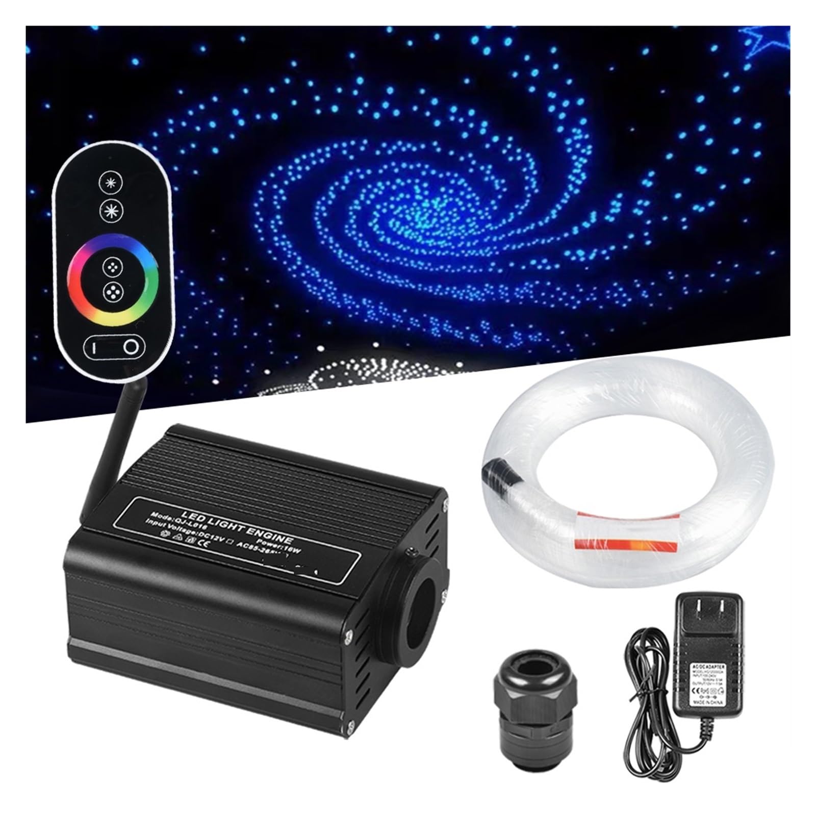 Oświetlenie wnętrza samochodu LED, Dotykowy zdalnego sterowania 16W RGB Światłowodowy silnik z światłowodowym kablem optycznym do dekoracji sypialni w oświetleniu samochodowym Światła nastrojowe w sam