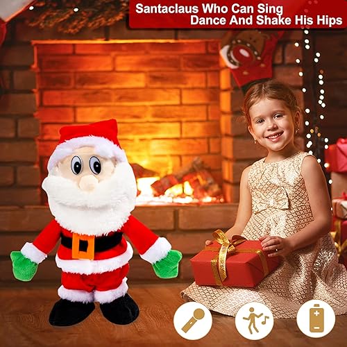 Miniatura 5 de SdeNow Papá Noel que camina cantando bailando música twerking temblando Papá Noel animado de Navidad eléctrico juguetes de Papá Noel muñecas regalo