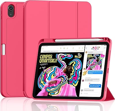 Case for iPad A16 11th Generation 11-inch 2025, DJ&amp;RPPQ with Pencil Holder-[Auto Wake/Sleep] Slim Folding Stand Cover with Soft TPU Back Cover -Watermelon red