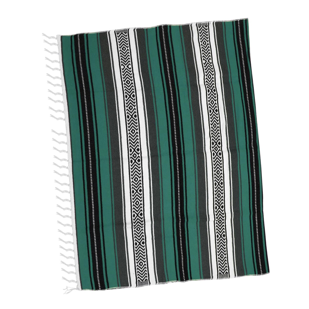 Couverture mexicaine tissée verte jojofuny au design ethnique authentique