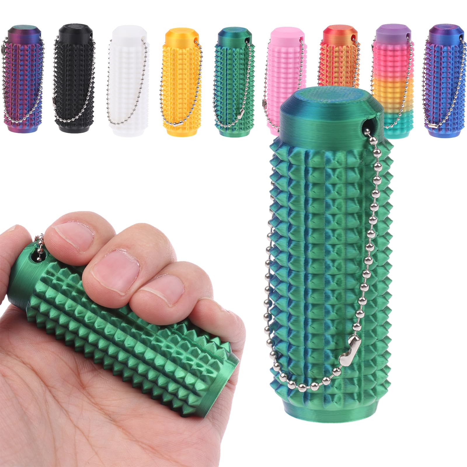 Spiky Grippie Stim Keychain, Anxiety Relief Fidget Keychain, Spiky Grippie Roller Stim Keyring, Portable Mini Roller Massage Keyring, Spiky Hard Pendant Novelty Gifts for Focus