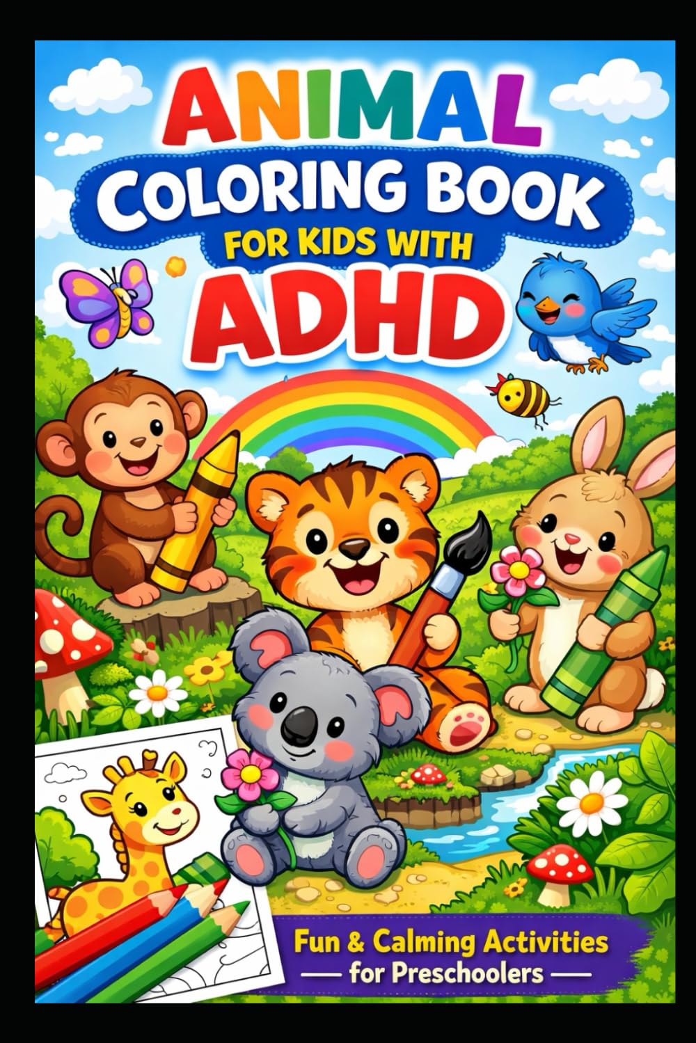 ANIMAL COLORING BOOK FOR KIDS WITH ADHD: Fun & Calming Activities for Preschoolers