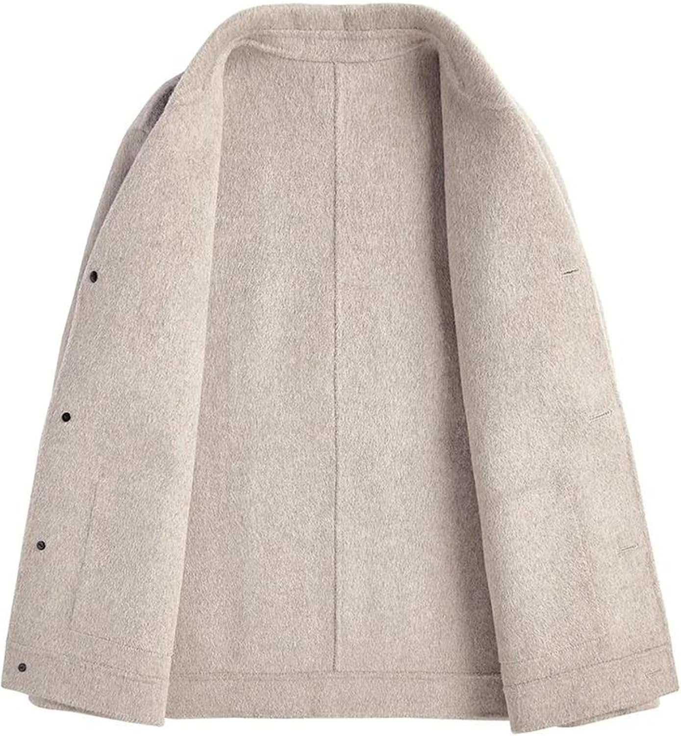Men's Fall Wool Cashmere Blend Overcoat Long Wool Coat Warm Dress Jacket For Spring Weather Business Casual