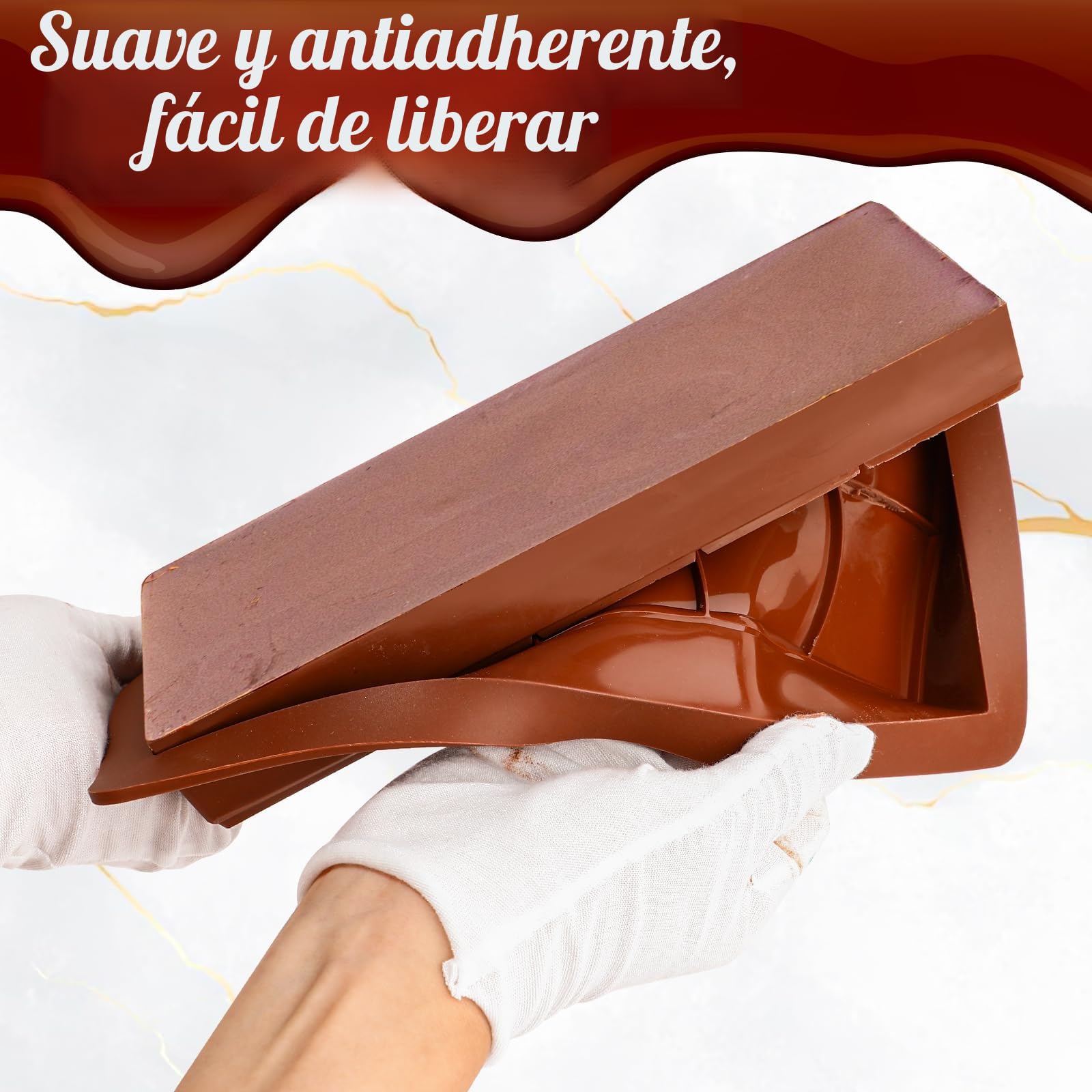 Webake Molde Turron de Silicona Profundo 2 Piezas Molde de Barra de Chocolate