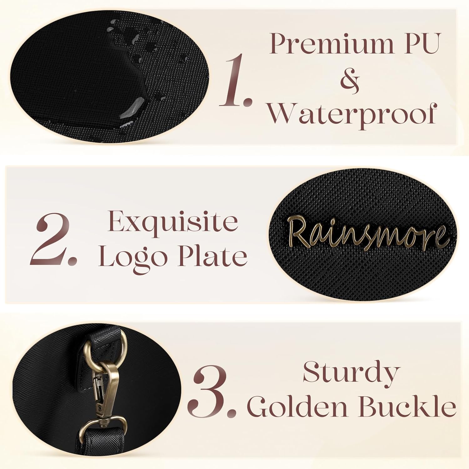 RAINSMORE Laptop Bag for Women 15.6 Inch PU Vegan Leather Work Tote Bag Waterproof Womens Briefcase Designer Computer Bags for Office Teacher College Travel Large Tote Purse Professional Black & Brown - Image 7