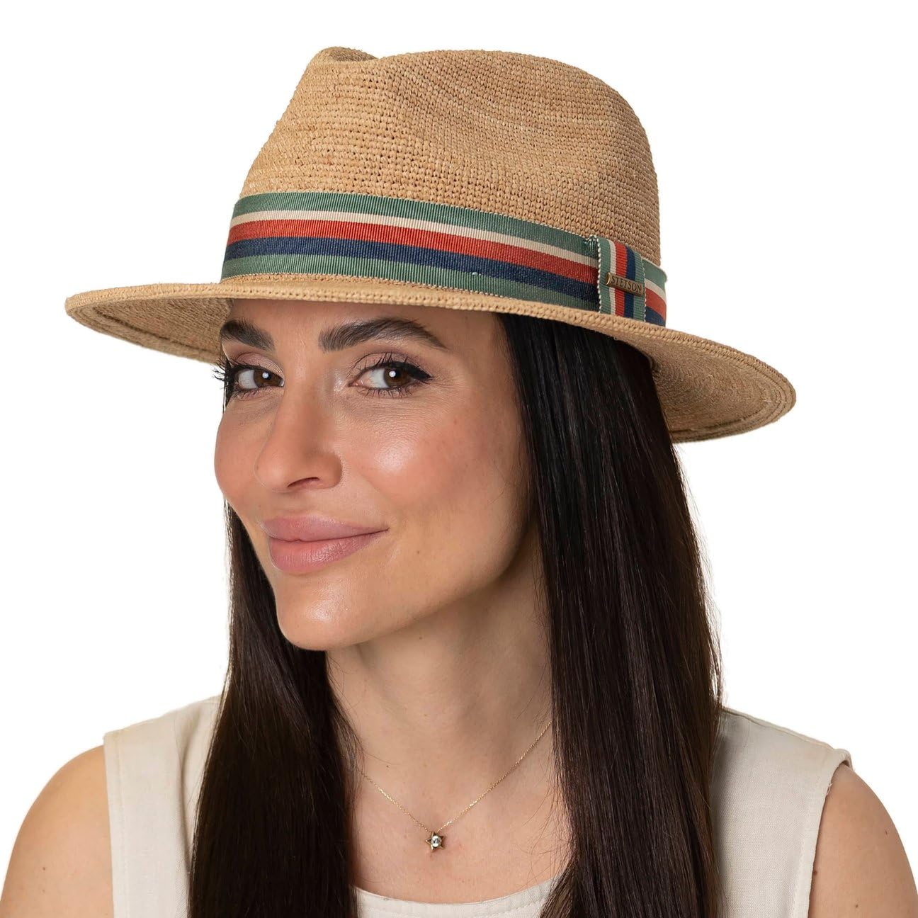 Stetson Littlefield Raffiahut Traveller Stil Naturfarbener Hut Luftig Handgefertigt Damen Herren Frühjahr Sommer