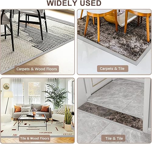 Miniatura 9 de SUVEUS Tira de transición de suelo de 10 pies, tira autoadhesiva para bordes de alfombra, tiras de umbral para altura de umbral inferior a 0.197in