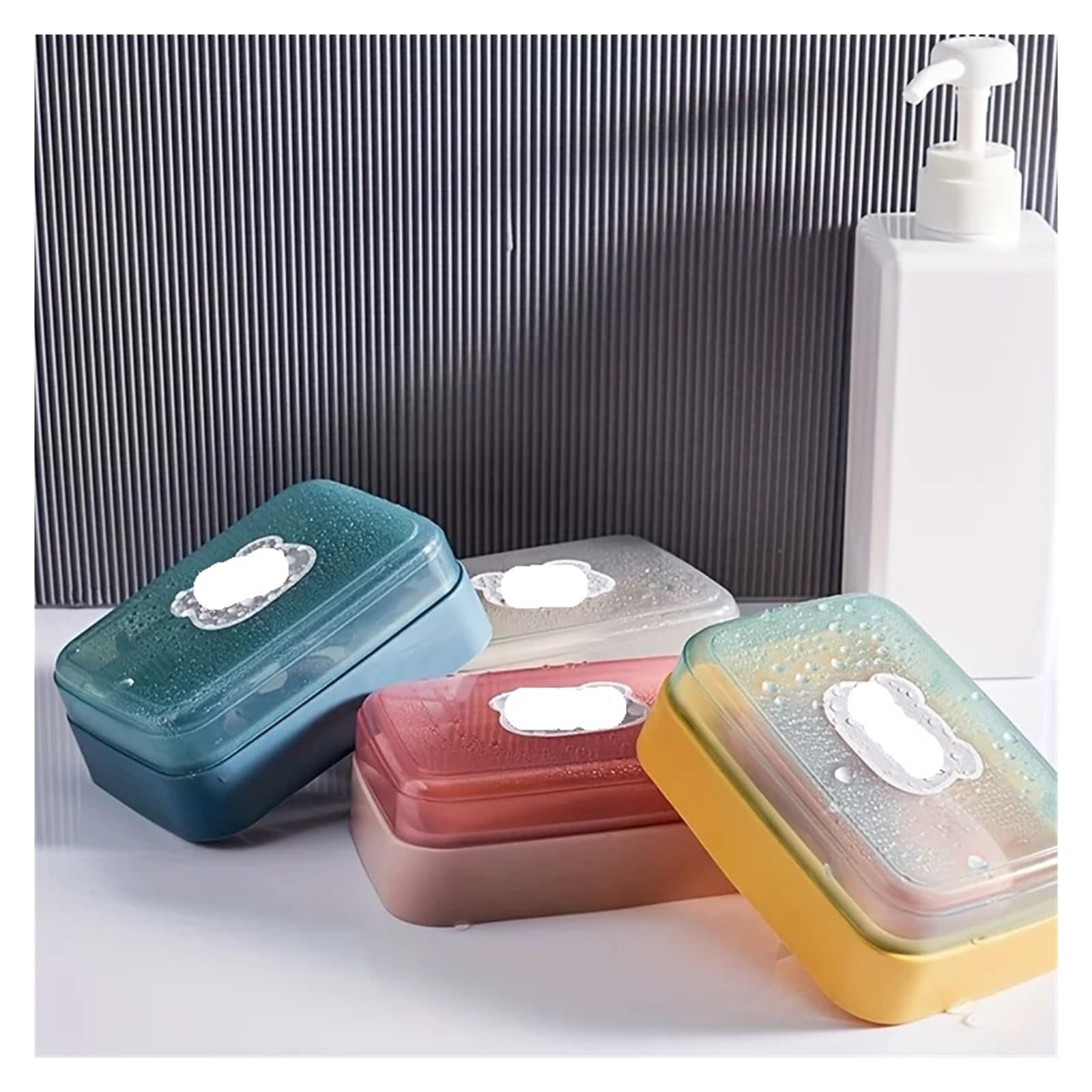 Jabonera 2 Piezas, Plato portátil, Caja con Tapa, Soporte de plástico for el hogar, jabonera for baño, artículos Viaje para BañO(Yellow)