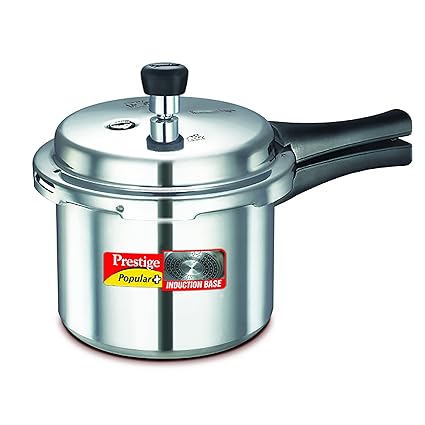 Prestige Popular Plus Induction Base Aluminium Outer Lid Pressure Cooker, 3 Litres, Silver